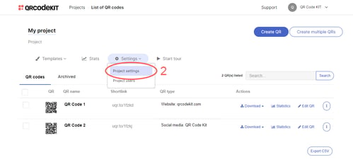 QRCK - Project settings 1