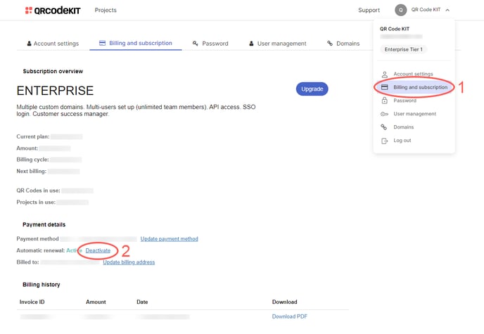QRCK - Deactivate auto-renewal