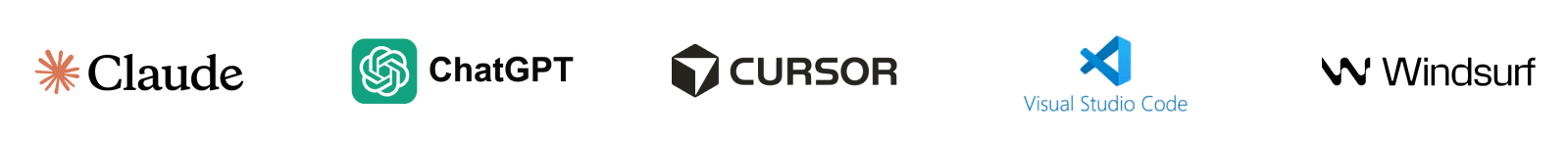 AI agents compatible with QRCodeKIT MCP, including Claude, ChatGPT, Cursor, Visual Studio Code and Windsurf.