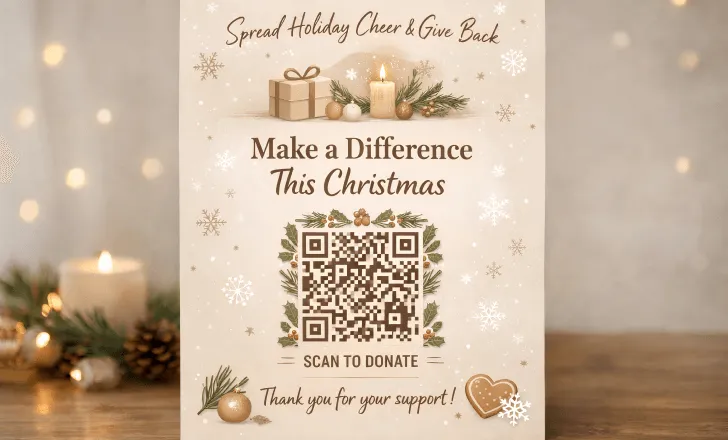 Branded QR code designed for a Christmas nonprofit campaign