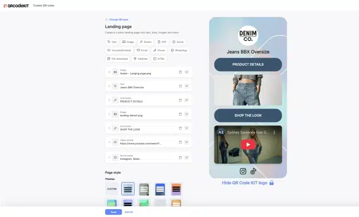 Build the landing page with blocks