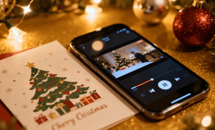 Christmas card with QR code linked to a personal video greeting