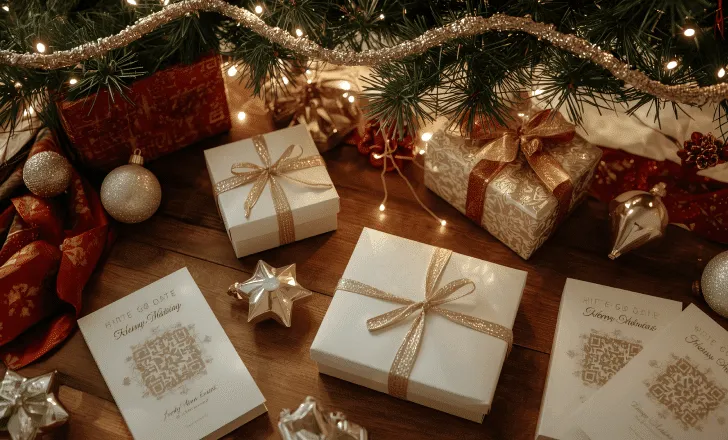 Christmas marketing materials enhanced with printed QR codes