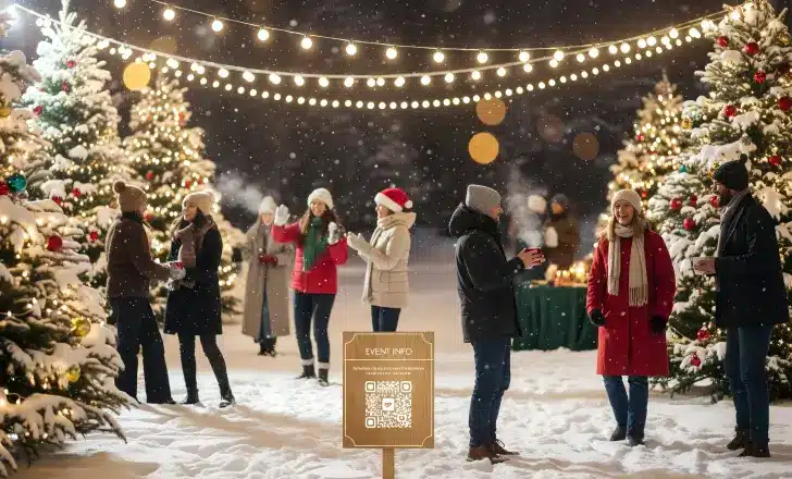 Community holiday event using QR code instead of printed signage