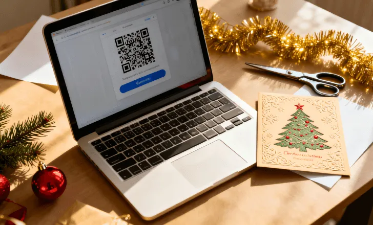 Creating a Christmas card with a QR code using a QR code generator