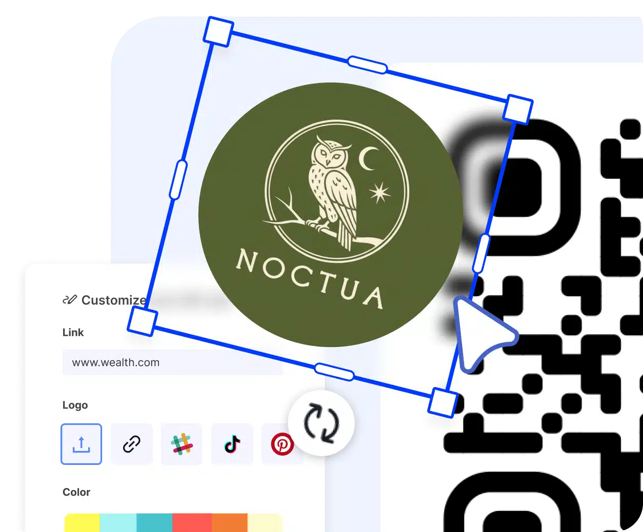 Customizing a QR code with brand colors, a logo and custom eyes