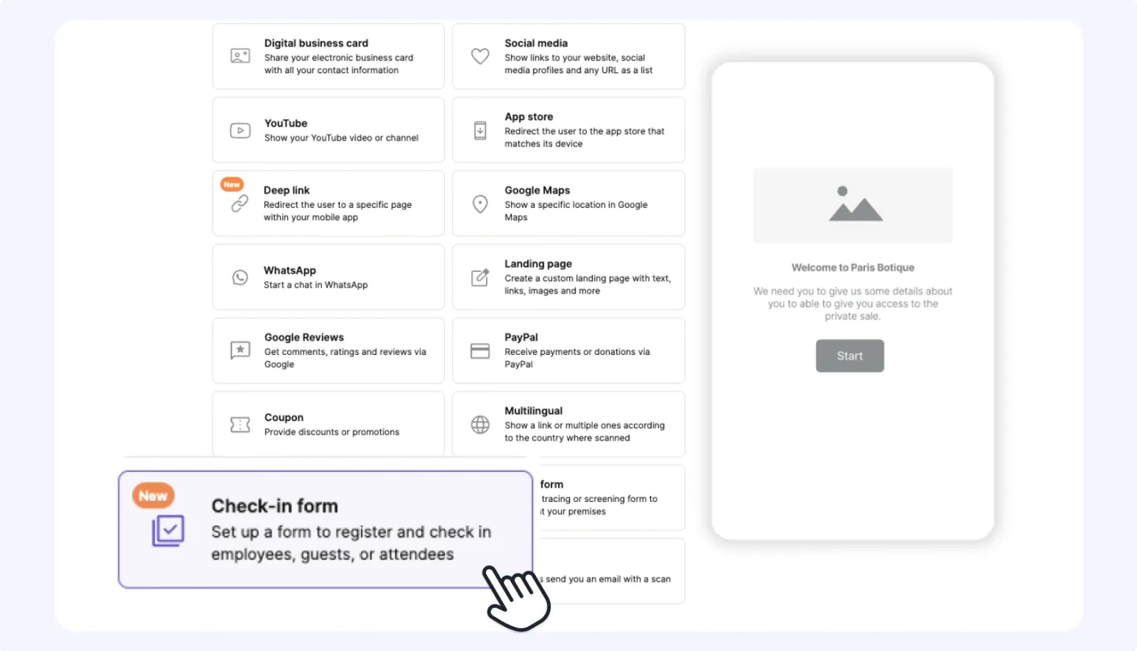 Go to Check in Form