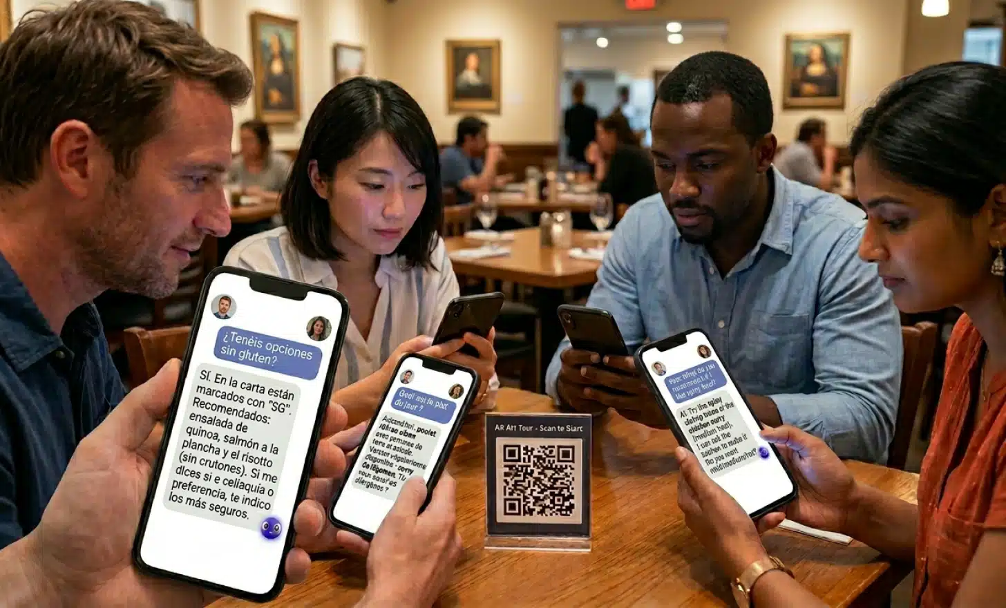 Multilingual customers using the same AI QR menu