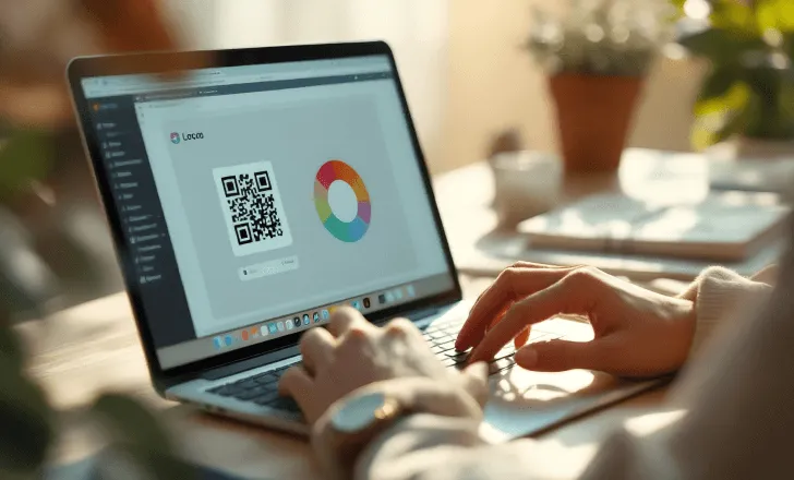 Pessoa a criar um código QR personalizado no computador