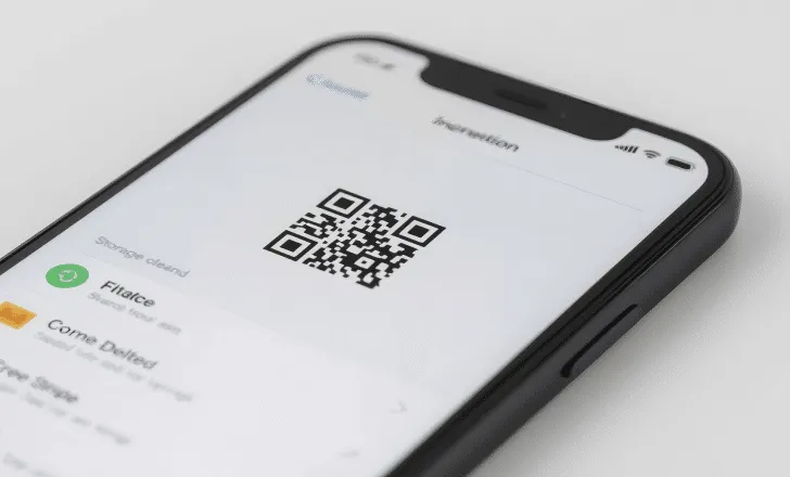 Phone storage screen showing a deleted QR code file.