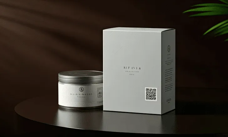 Product packaging showing a QR code serial number.