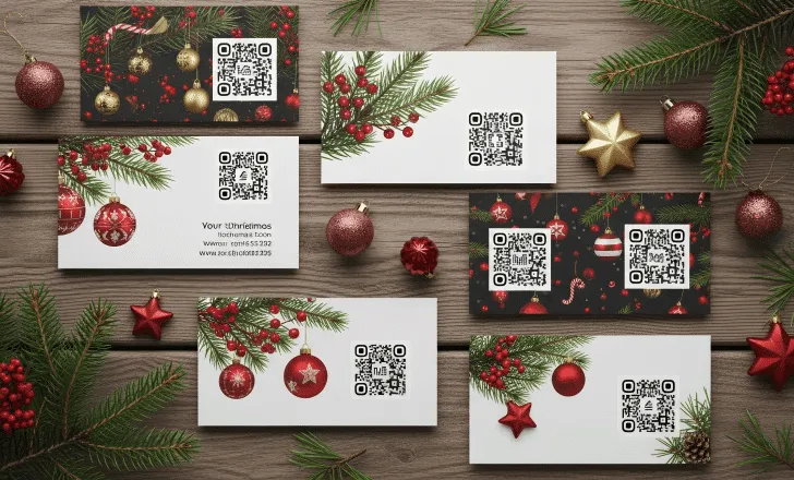 Promotional Christmas materials with printed QR codes