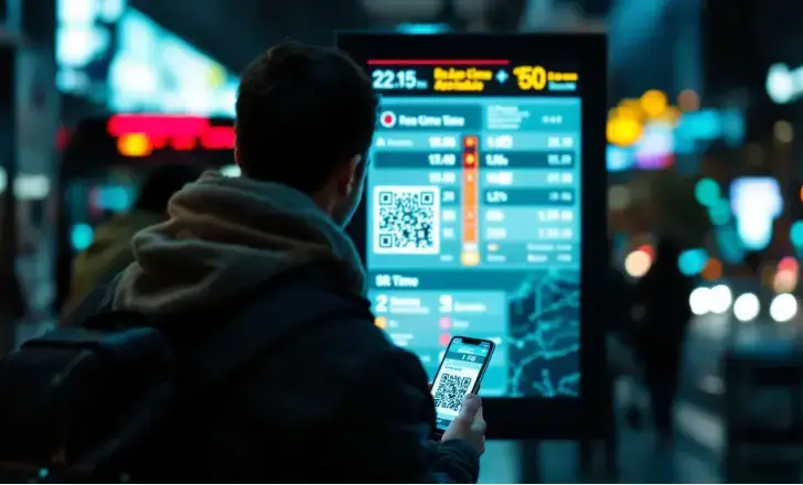 Código QR en una señal de transporte público