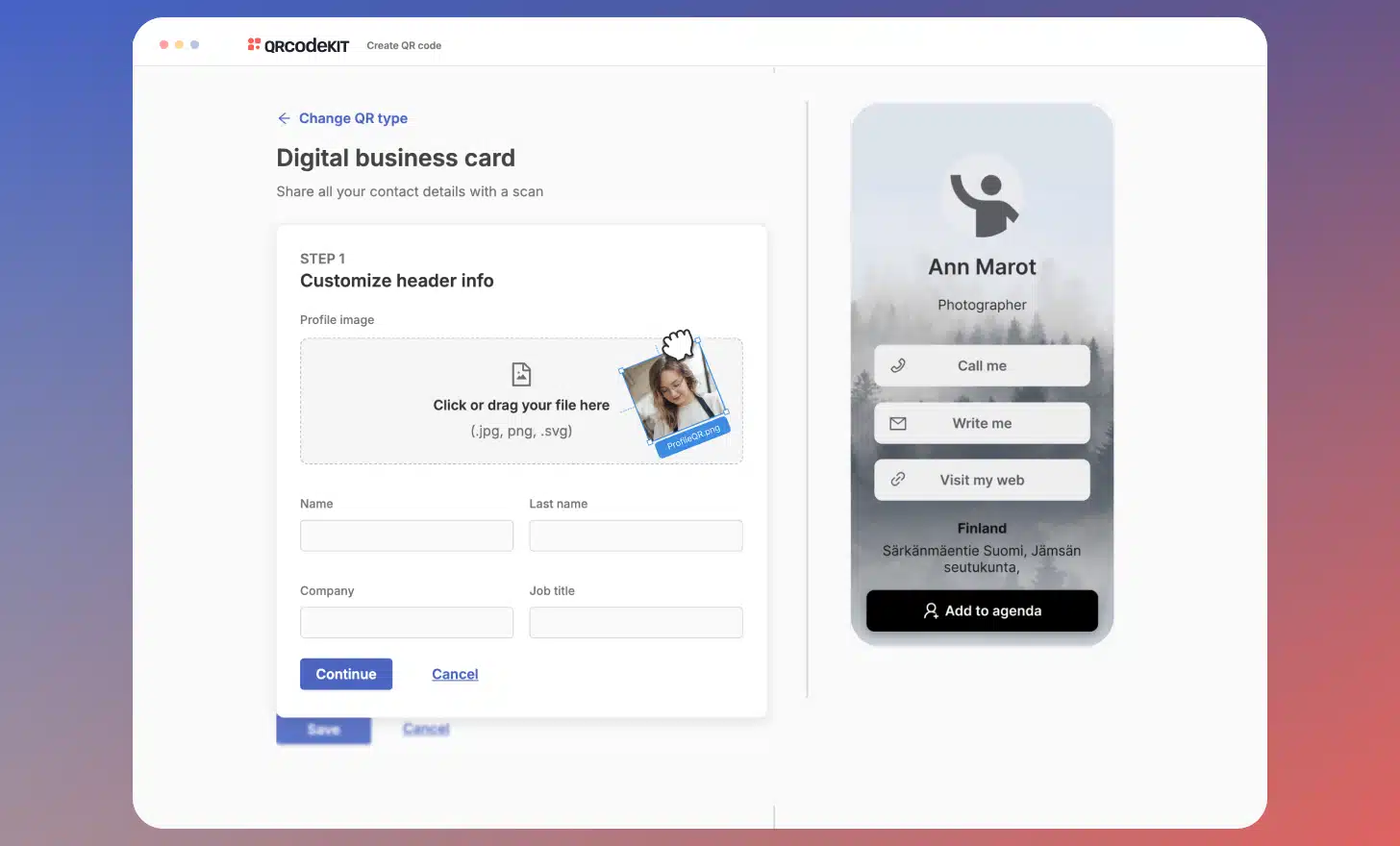 Funzioni di personalizzazione del codice QR