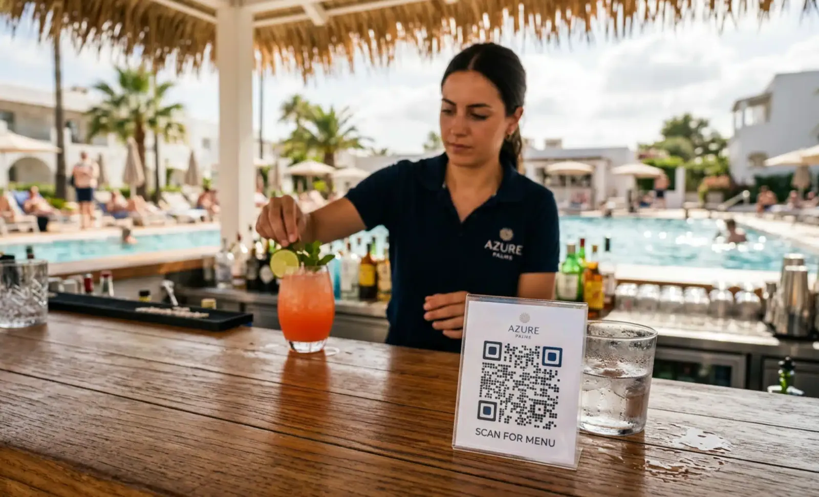 QR code drink menu for poolside and terrace