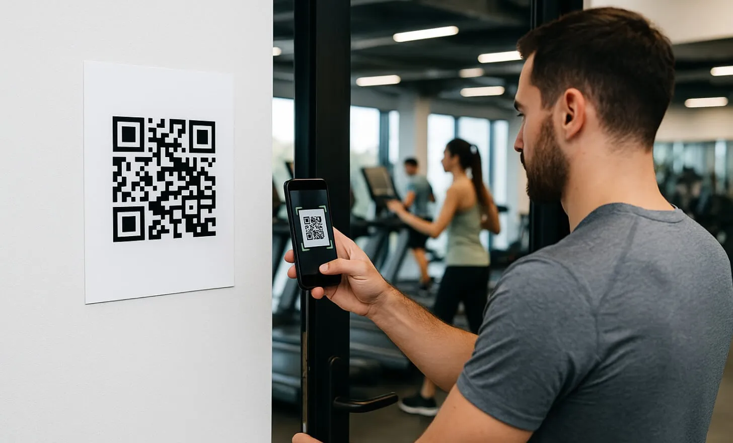 QR scan at the gym entrance
