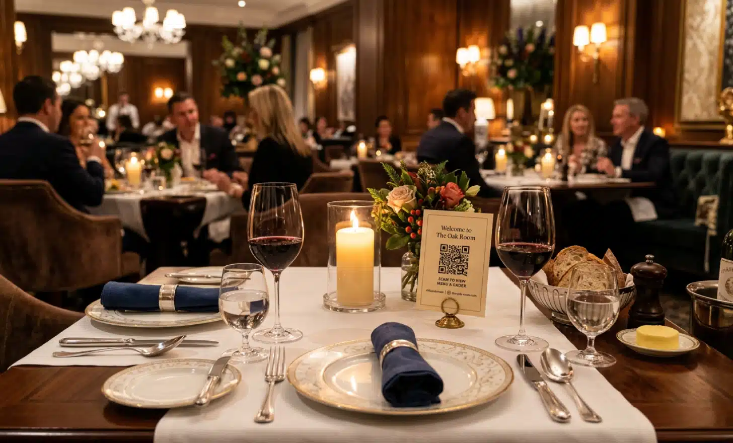 Restaurant table tent with QR code for hotel guest feedback