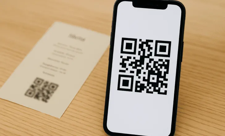 Smartphone showing a sharp QR code next to a blurry printed version on paper.
