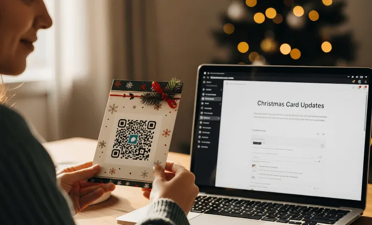 Updating digital content linked to a Christmas card QR code