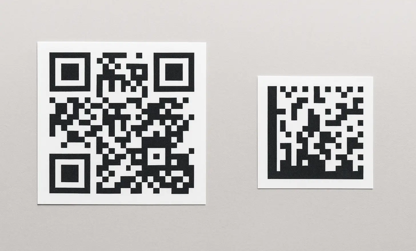 Visual comparison of QR vs DataMatrix