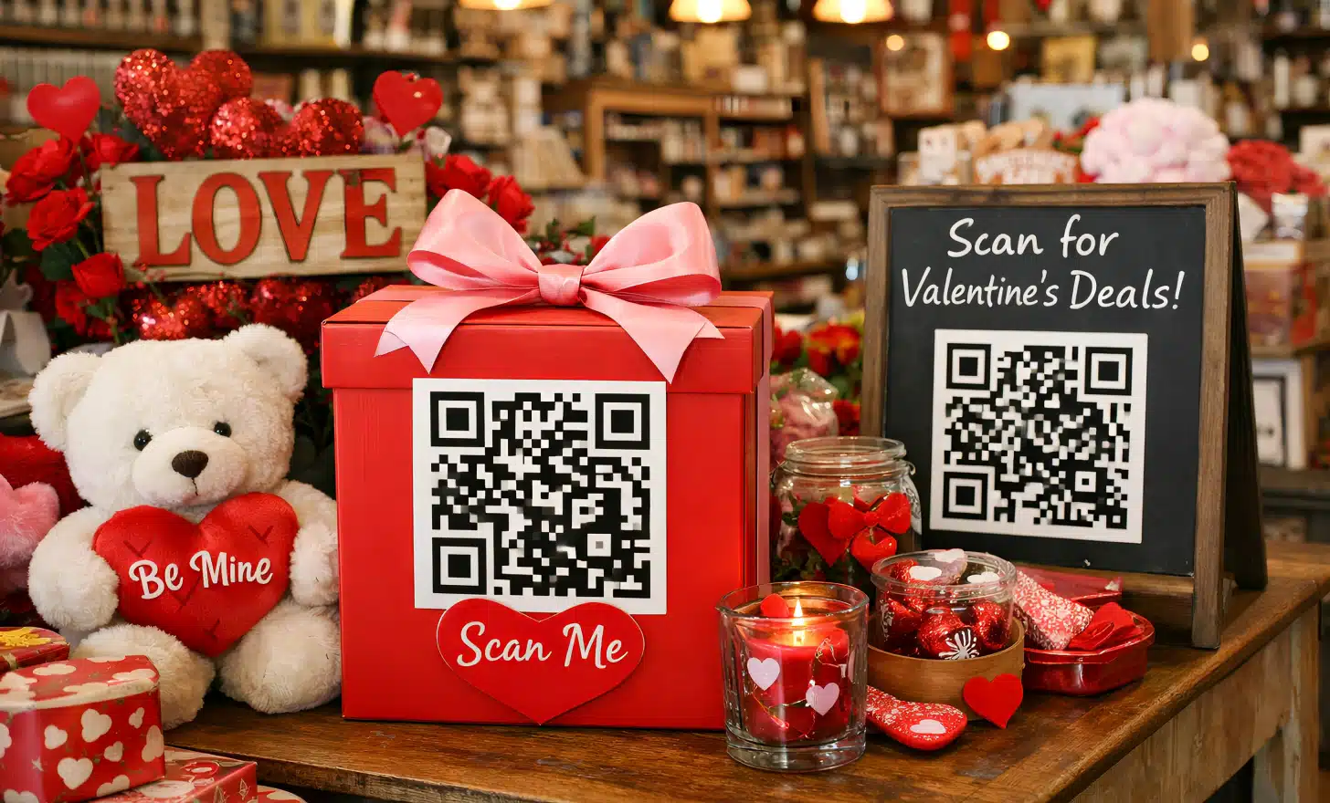 Comparison of different QR code placements in valentine's retail