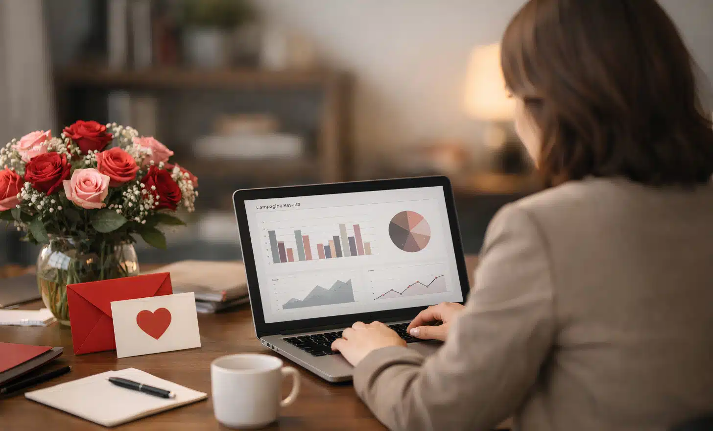 Marketer reviewing Valentine’s Day campaign performance after QR scans