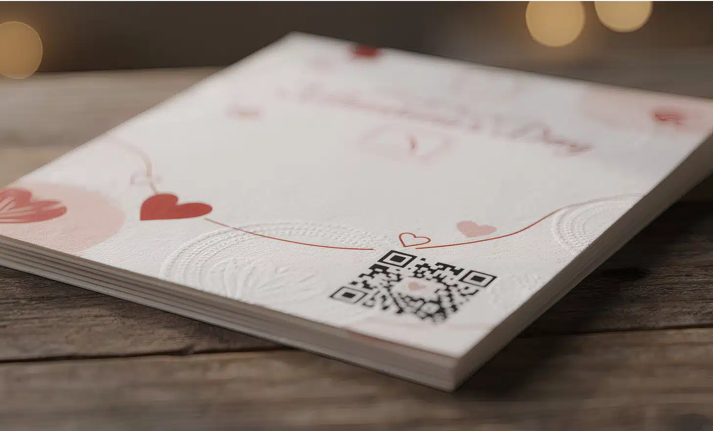QR code printed on a Valentine’s Day card