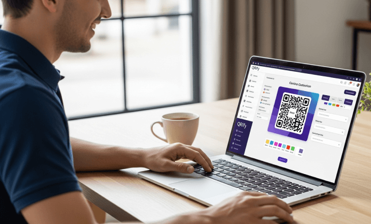 Marketer using QRCodeKIT platform to create QR code signage.